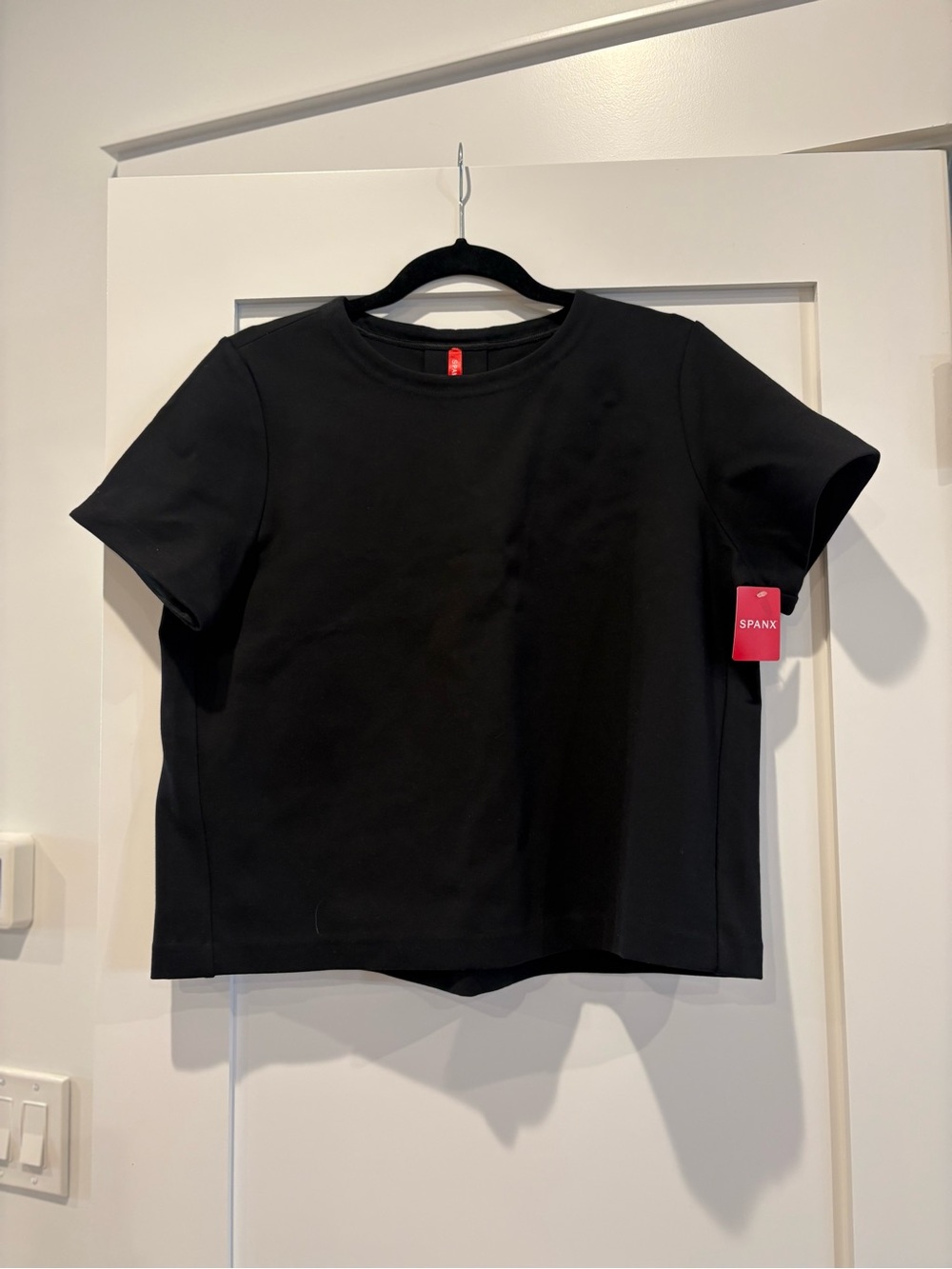 SPANX Black Crewneck Short Sleeve Top NWT
